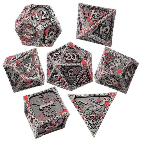 Lot De 7 Dés DND Polyédriques Noirs - Pour Jeux De Rôle Donjons Et Dragons
