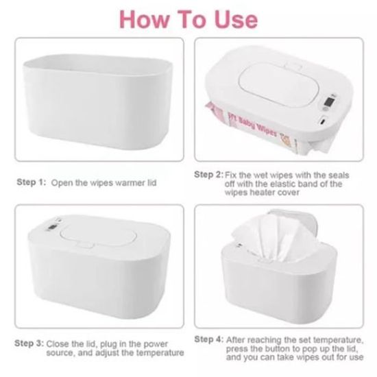 Chauffe-Lingettes Pour Bébé 3 Couleurs - Contrôle Thermostatique Intelligent, Température Réglable, Modèle Blanc