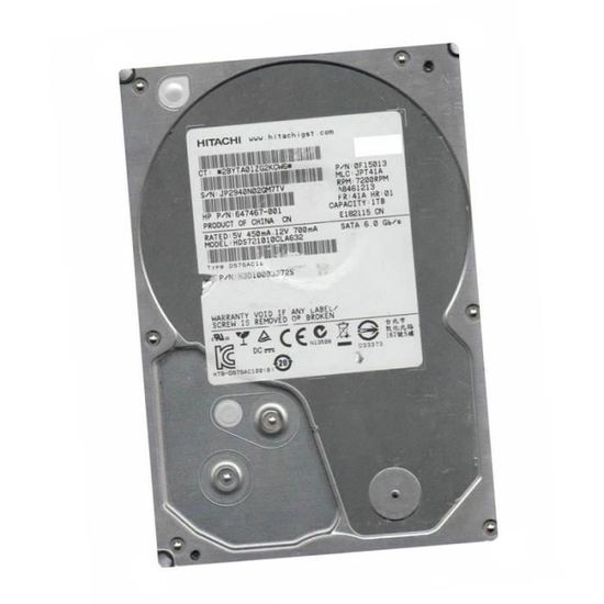 Disque Dur 1To SATA 3.5" Hitachi HDS721010CLA632 647467-001 0F15013 ...