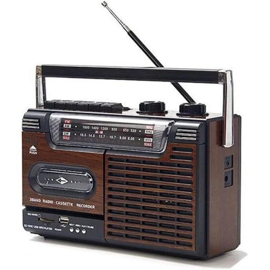 Lecteur CD Rétro Classique des Années 80 Boombox, Lecteur De Cassettes Portable, Magnétophone Bluetooth Rétro, Radio AM/FM, Prise en Charge De L'entrée SD/USB, pour La Maison