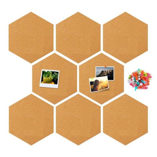 Panneau de Liège hexagonal Mural Décoration pour  photos,notes,objectifs,dessin création avec Punaises Tableau d'Affichage  Murs Décor - Cdiscount Maison