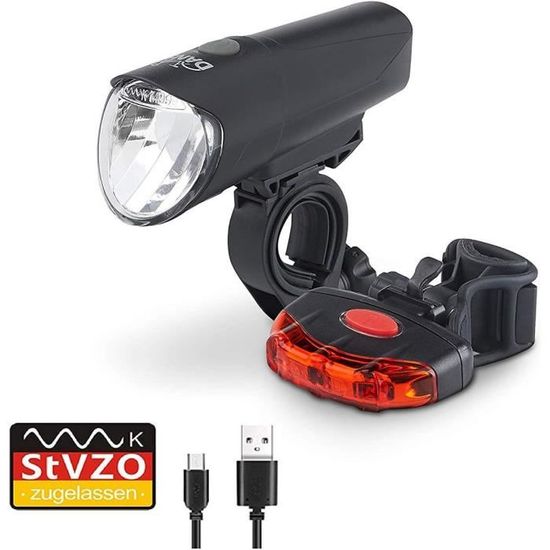 Kit Éclairage Vélo LED BIKE ORIGINAL – Phare Avant Blanc Et Feu Arrière Rouge – Modes Fixe/Clignotant – Piles Incluses