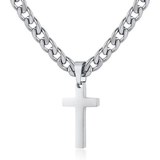 P. Blake Collier pendentif en forme de croix chrétienne en acier inoxydable pour homme et garçon – Pendentif avec chaîne de 61 cm, Acier inoxydable, Pas de gemme P. Blake Collier pendentif en forme de croix chrétienne en acier inoxydable pour homme et garçon – Pendentif avec chaîne de 61 cm, Acier inoxydable, Pas de gemme