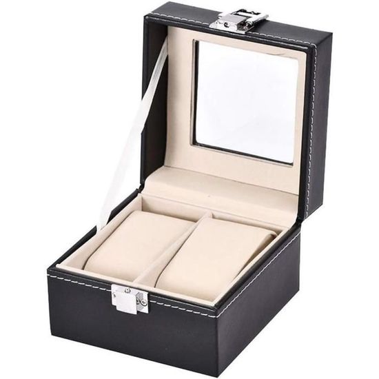 Boîte De Rangement Pour Montres En Cuir PU - 12 Montres, Avec Coussins - Dimensions Environ 30x20x8 Cm - 11