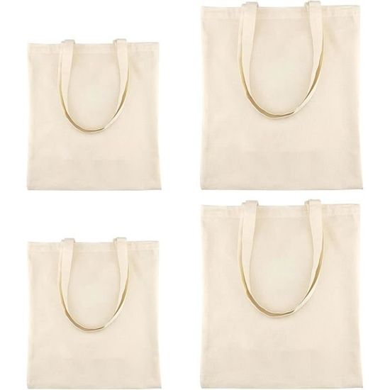 4 Sacs De Courses Réutilisables Pliables - 46x35cm Déplié, Polyester, Motifs Colorés, Légers, Pour Voyage, Shopping - 10