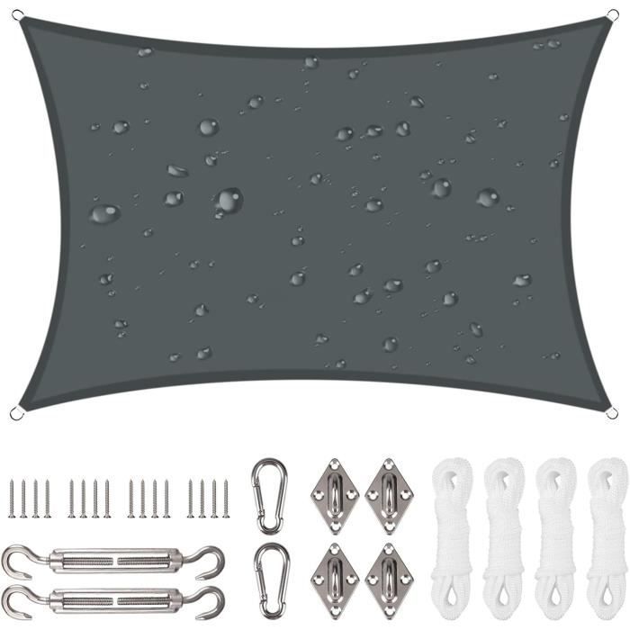 Voile D'Ombrage Imperméable Ankuka 4x5 M - 98% UV, Vert Foncé, Pour Jardin Et Terrasse
