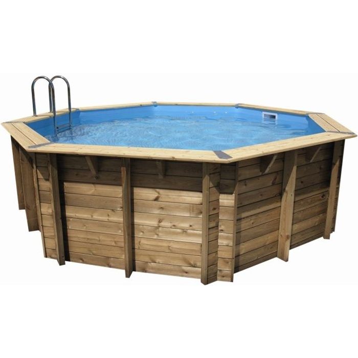 Ubbink Piscine bois Océa 510 H120cm - Liner Beige - Hors sol, semi enterrée ou enterrée - Garantie 15 ans