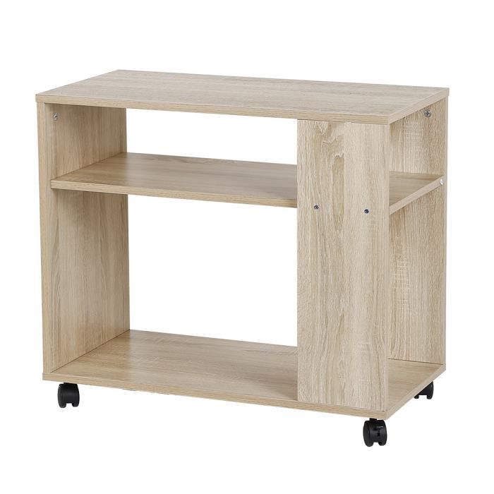 Table de Basse Bout de Canapé Bibliothèque à Roulettes Table d’Appoint en Bois 70*35*61CM