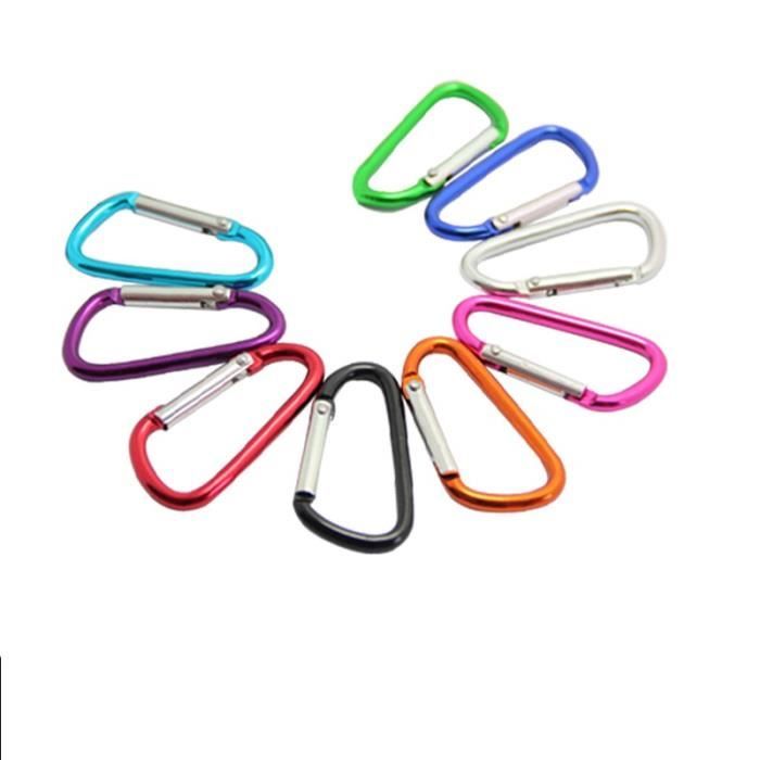 Lot de 10 mousquetons à Ressort en Aluminium pour Maison, Camping-Car, pêche, randonnée, Voyage et Porte-clés