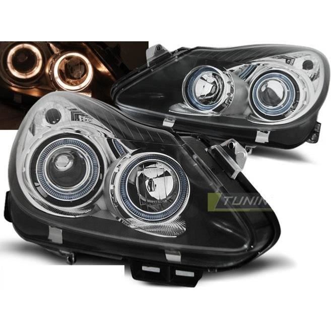 Paire de feux phares Opel Corsa D 06-11 angel eyes noir-27361651