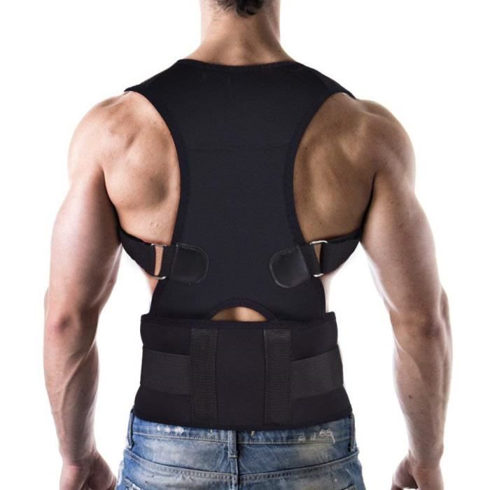 Correction de Dos Thérapie Magnétique Correcteur de Posture Hommes Femmes XXL (longueur de la taille: environ 120cm)(Noir)