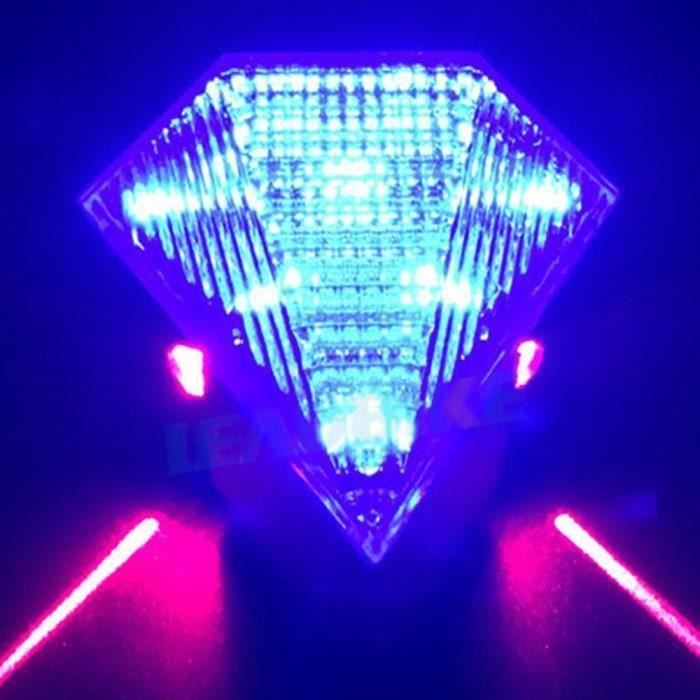 bleu Laser taillight feu arrière LED d'avertissement forme diamant pour vélo