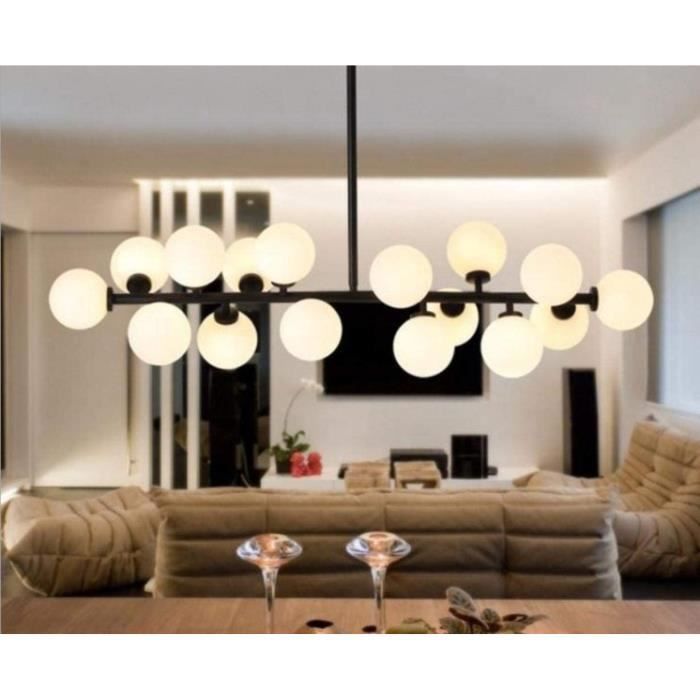Lustre Suspension Lampe suspendue boule dorée nordique transparente en verre noir pour luminaires de salon déco de1143