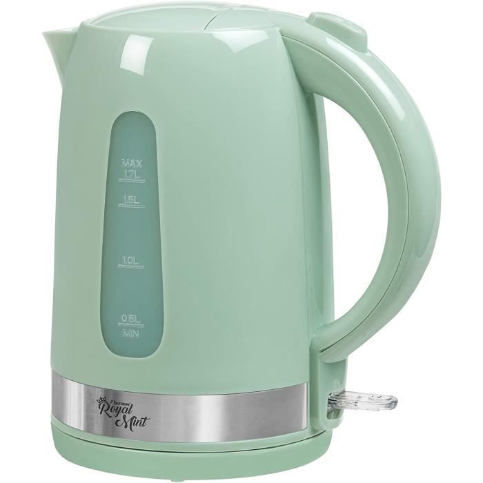 Bestron Bouilloire électrique design avec arrêt automatique, Royal Mint, 1,7 L, 2200 W, Vert menthe