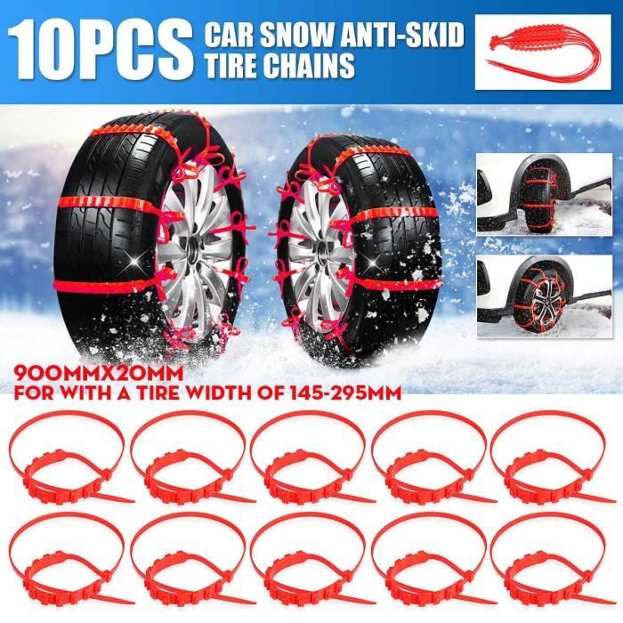 Chaînes neige,Chaînes de neige antidérapantes universelles pour pneus de voiture 145-295mm, 10 pièces, pour SUV, en plastique, pour
