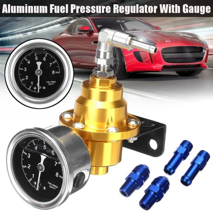 Réservoir D'essence,Régulateur de pression de carburant en aluminium réglable universel noir titane rouge or argent - Type Gold #A