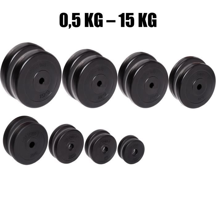 Haltère de sports C.P. - 1 paire de disques d'haltère de 30 mm - Plaques d'appui - 0,5-15 kg par paire, 1 KG Paar