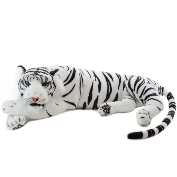BRUBAKER Tigre Peluche 60 cm - Couché Blanc