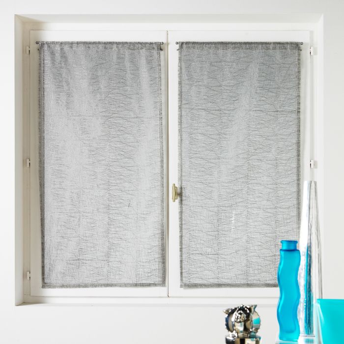 Vitrage à la paire en Organza Uni Gris 80 x 120cm