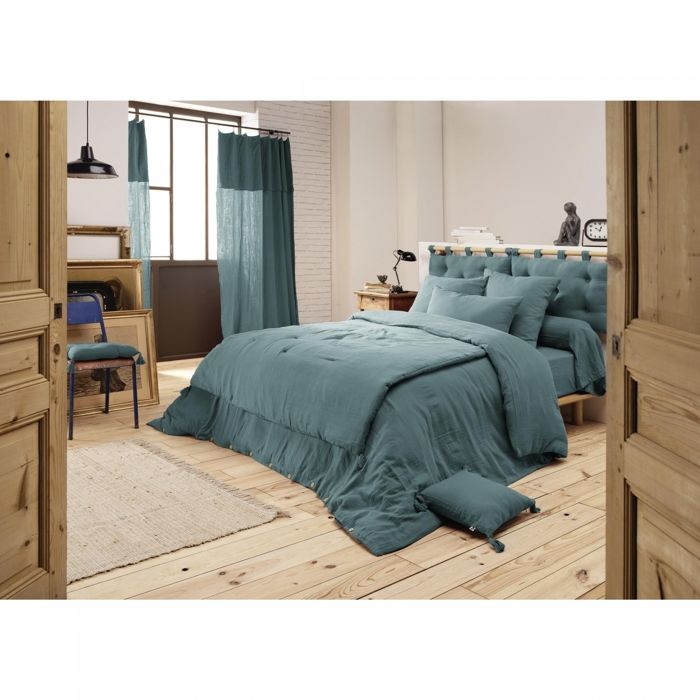 CDaffaires Housse de couette double gaze de coton 240 x 220 cm canard (blue) Bleu