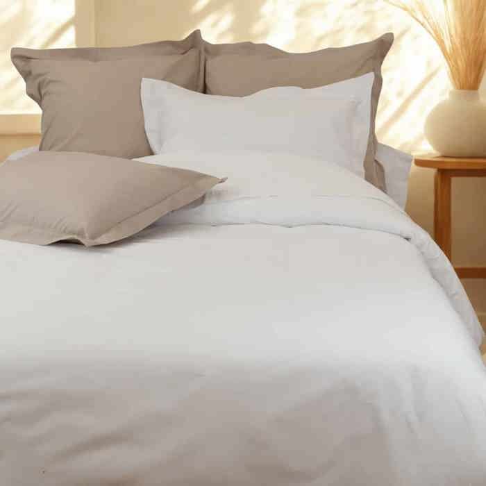 LINANDELLE - Housse de couette unie coton Percale 200 fils DESIREE - Blanc - 240x260 cm