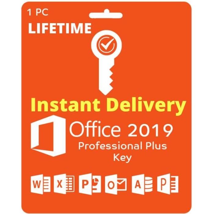 Microsoft Office 2019 Professionnel Plus 32/64 bit Clé d'activation Originale - Licence Lifetime - Version téléchargeable