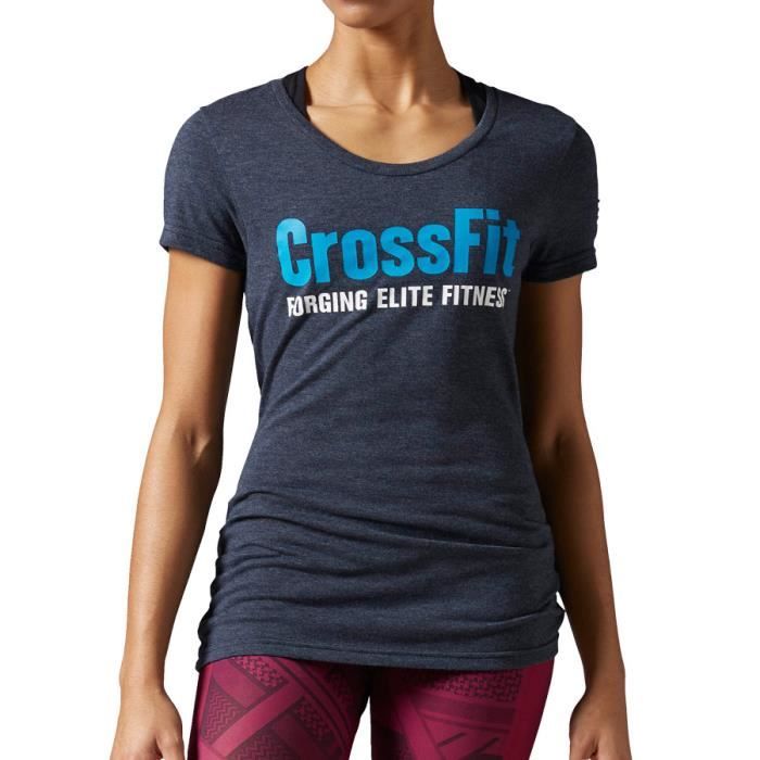 T-shirt Reebok CrossFit Forging Elite Fitness manches courtes bleu femme