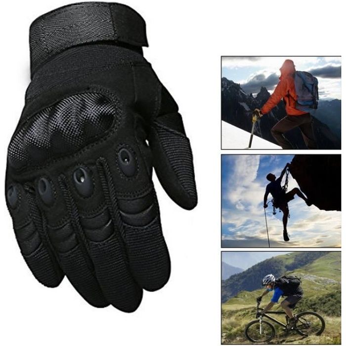 Paire de Gants Moto Homologués Motard Motocross Sport Protection pour Homme Femelle, Noir