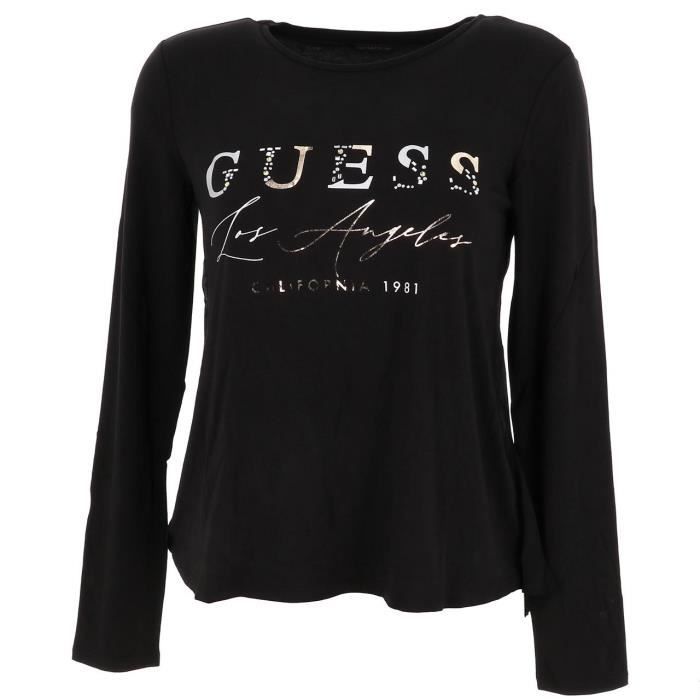 Tee shirt manches longues Chiffon blk ml tee g - Guess