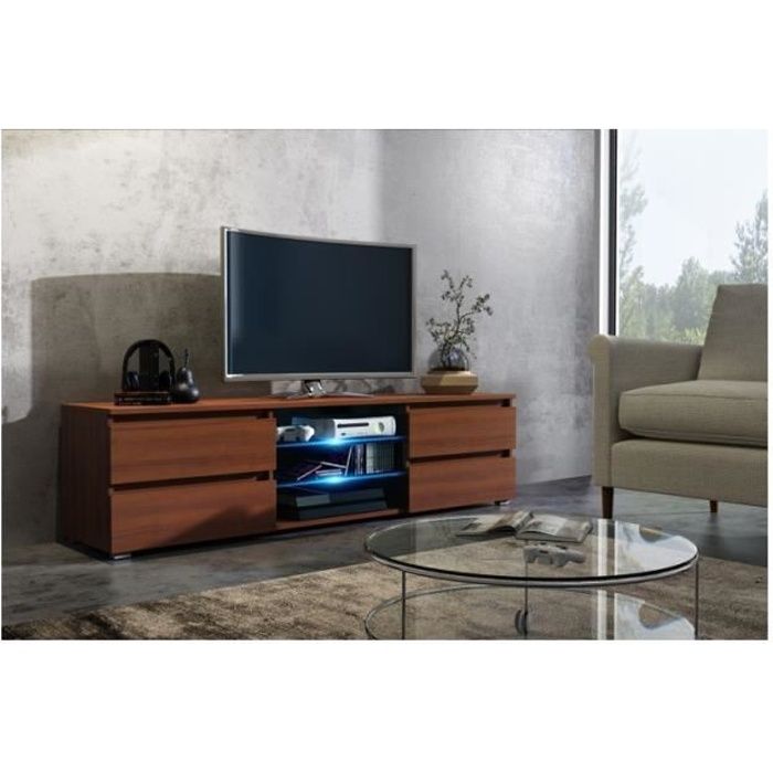 Meuble tv 150 cm couleur MDF noyer