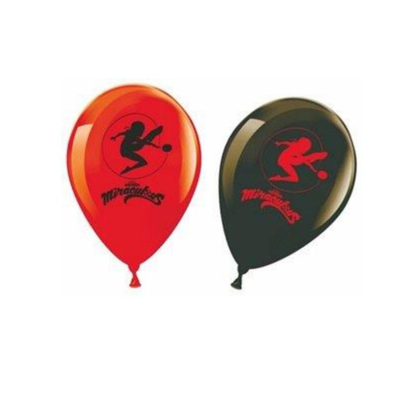 8 BALLONS LATEX 23CM MIRACULOUS LADYBUGS BLANC