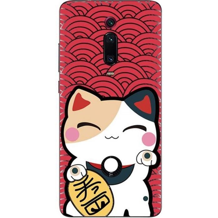 Coque XIAOMI Mi 9T , Mi 9T PRO coque fantaisie , Souple et résistante - Chat porte bonheur