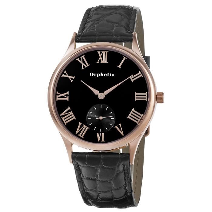 ORPHELIA - Montre Hommes - Quartz - Analogique - Bracelet en Cuir - Noir - 122-6703-44