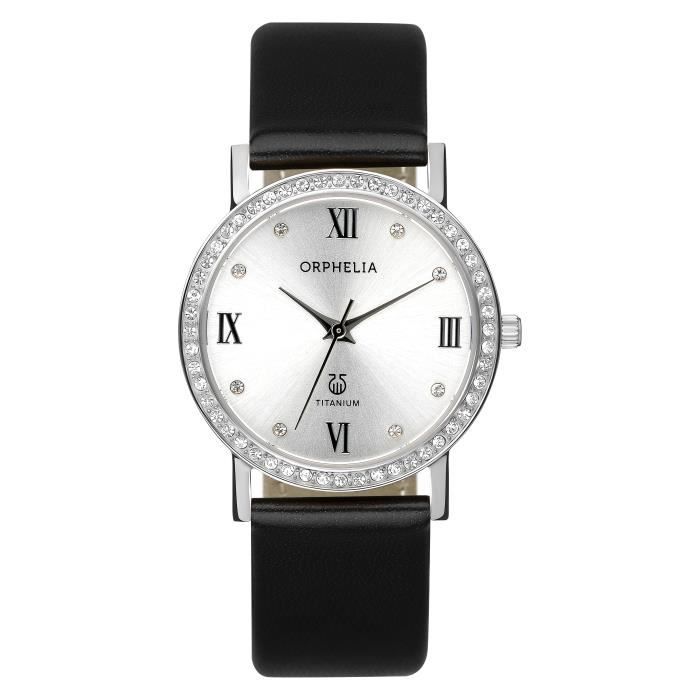 ORPHELIA - Montre Femmes - Quartz - Analogique - Bracelet en Cuir - Noir - 122-1723-84