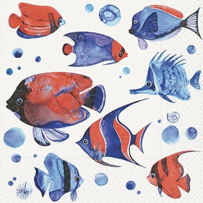 PAPER DESIGN - 20 Serviettes 33x33 cm - Tropical fish