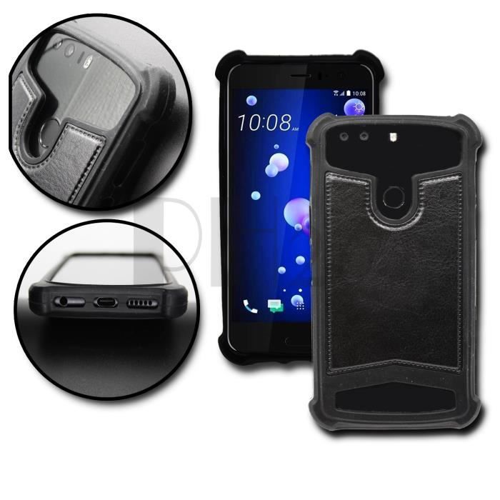 Thomson Serea 405 Coque arrière façon cuir noir contours en silicone gel anti-chocs by PH26®