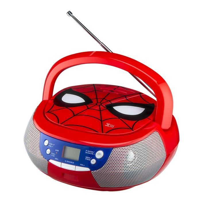 SPIDERMAN Lecteur CD Boombox Enfant Rouge Spiderman