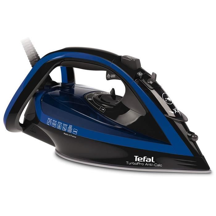 Tefal Turbo Pro FV 5648 Fer à repasser Aquaspeed 2400 W, débit de vapeur 40 g/min, effet pressing, semelle Autoclean, blue/noir