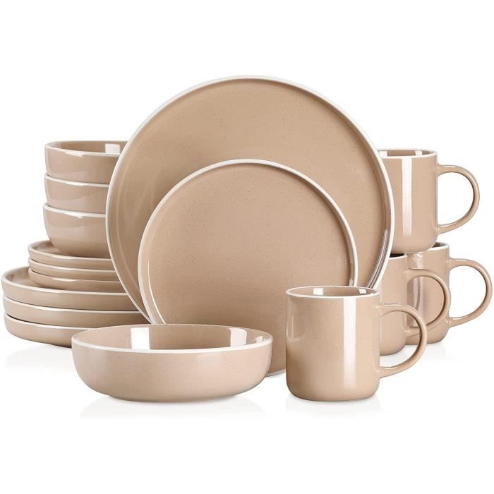 vancasso Assiette, Série Sesam-A 16 pièces Abricot, Service de Table pour 4 Personnes - Style Scandinave