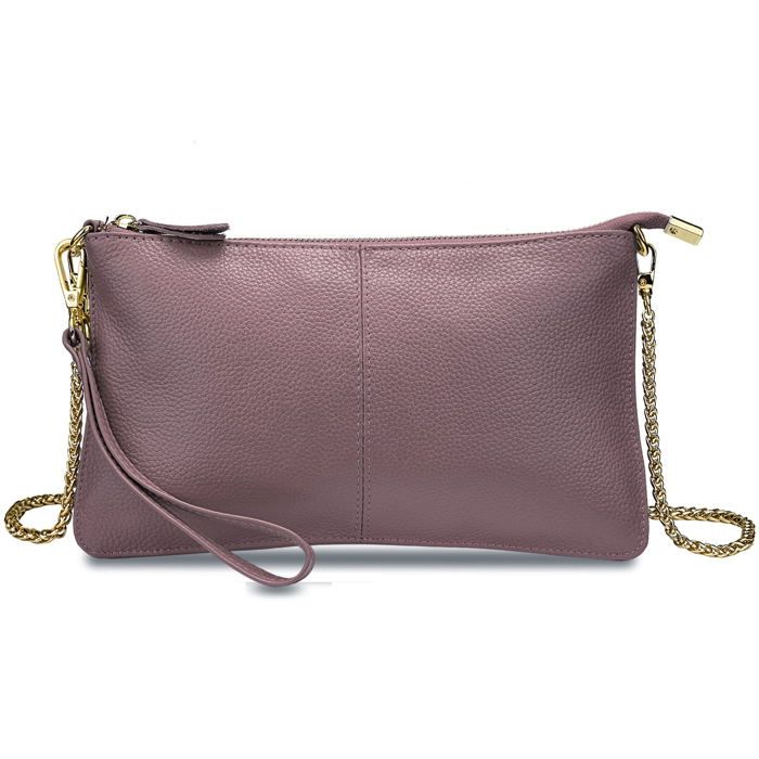 Sac à Main Pochette BEBE En Cuir Violet Véritable, Quincaillerie Argent - Occasion