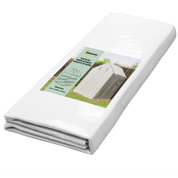 Bâche de remplacement pour serre de jardin Outsunny avec fenêtre et porte à fermeture éclair anti-UV Protection des plantes Blanc