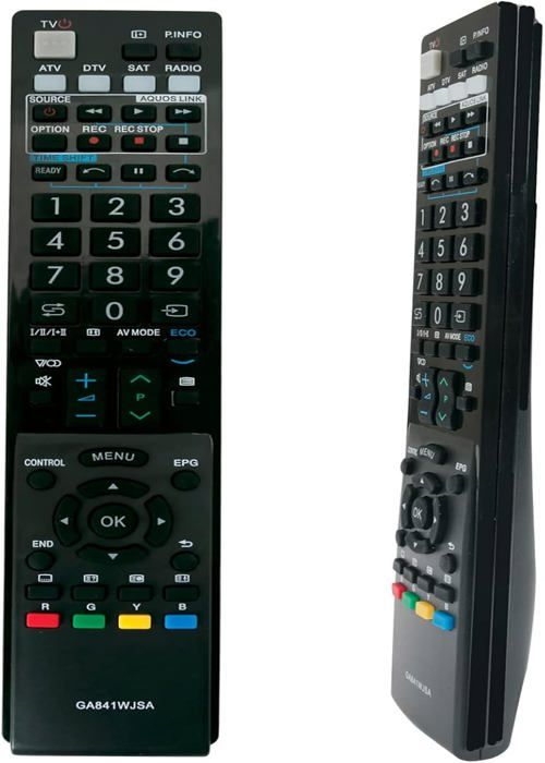 VINABTY Telecomando Universale GA841WJSA Per TV Sharp AQUOS – Sostituto RRMCGA841WJSA – Compatibile Con LC-46LX812E, LC-32SH130E E Molti Altri