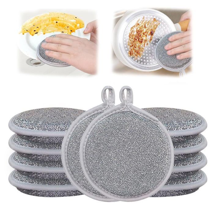Lot De 10 Chiffons De Nettoyage En Fil De Fer Réutilisables - Pour Fonte, Casseroles, Surfaces Délicates - Nettoyage Humide Ou Sec - Double Couche, Sans Rayures - 8