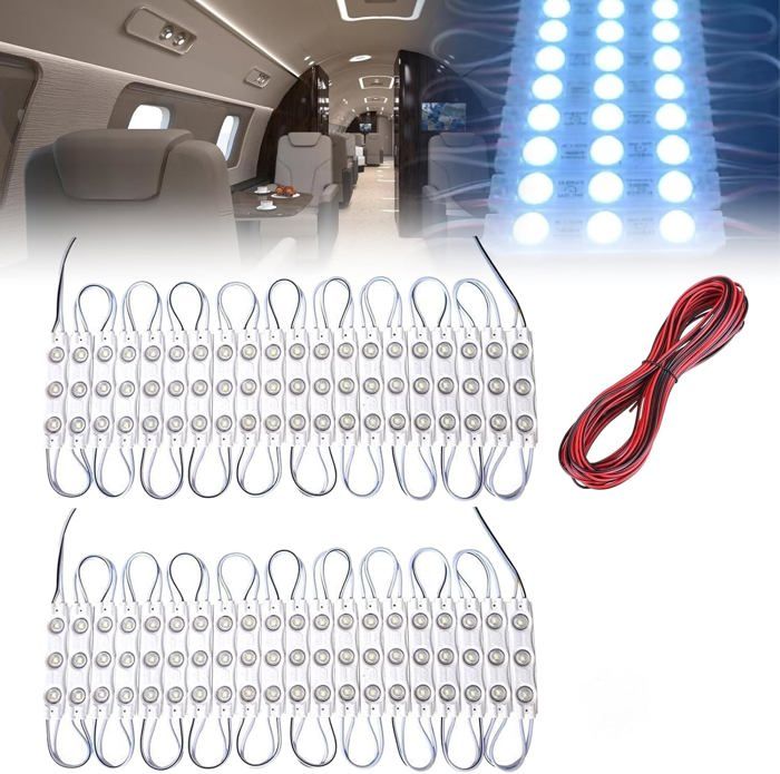 Vegena Bande LED 120 Lumières 12V - Éclairage Intérieur Voiture, Camping, Bateau, Caravane - Blanc Froid Avec Rallonge