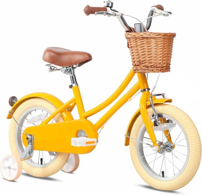 UESUENYENS Vélo Enfant 16 Pouces – Garçon Ou Fille – 5-8 Ans – Roues Auxiliaires – Freins Avant Et Arrière – Cadre Acier