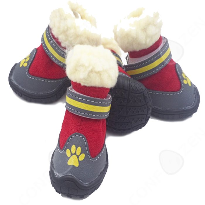 Comparer les prix de Chaussures pour chien 4 pcs convient aux chiens pesant entre 6 et 7 kg chaussures pour animaux compagnie d'automne d'hiver rouge