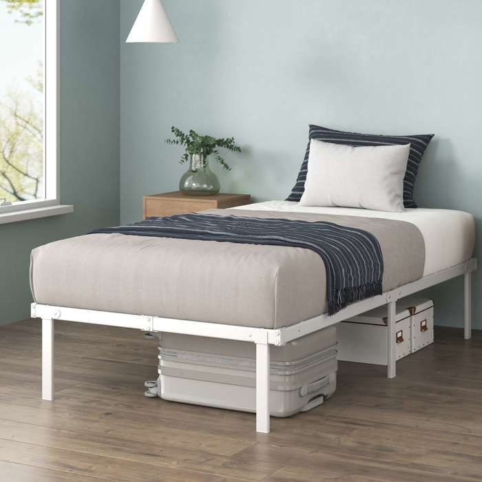 Lit Double 160x200 Cm En Chenille, Tête De Lit Confortable, Cadre Eucalyptus/acier, Montage Facile, Gris Foncé, Sans Matelas | Leroy Merlin