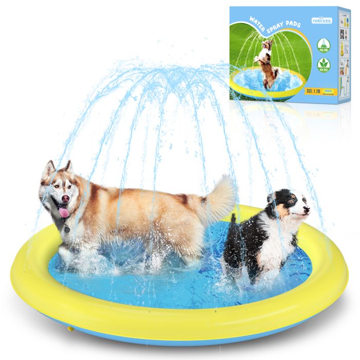 Nobleza - Piscine pour Chiens Grande, D170cm/67in, 0.55cm Épaississant Tapis de Jeu d'Eau pour Chiens avec