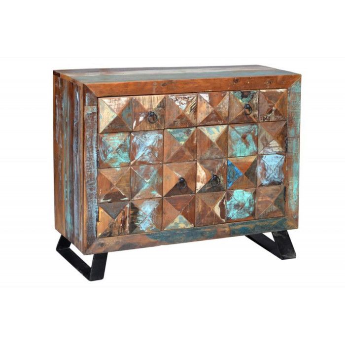 Commode - Giner y Colomer - Bois Recyclé - Multicolore - Sculptée à la Main