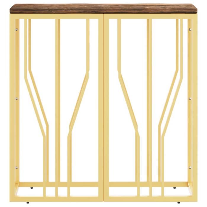 CHIC Table console/Table dentrée - GKK - AVEC Dessus robuste doré acier inoxydable et bois massif récupération @897
